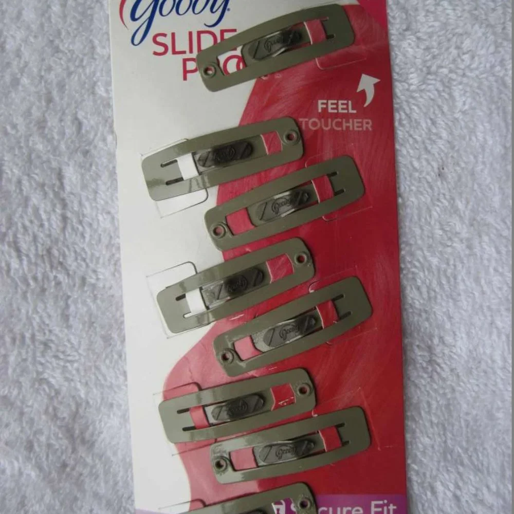 8 Goody Stay Put Slide Proof Hair Snap Clips Secure Hold Fit Black Blonde Silver